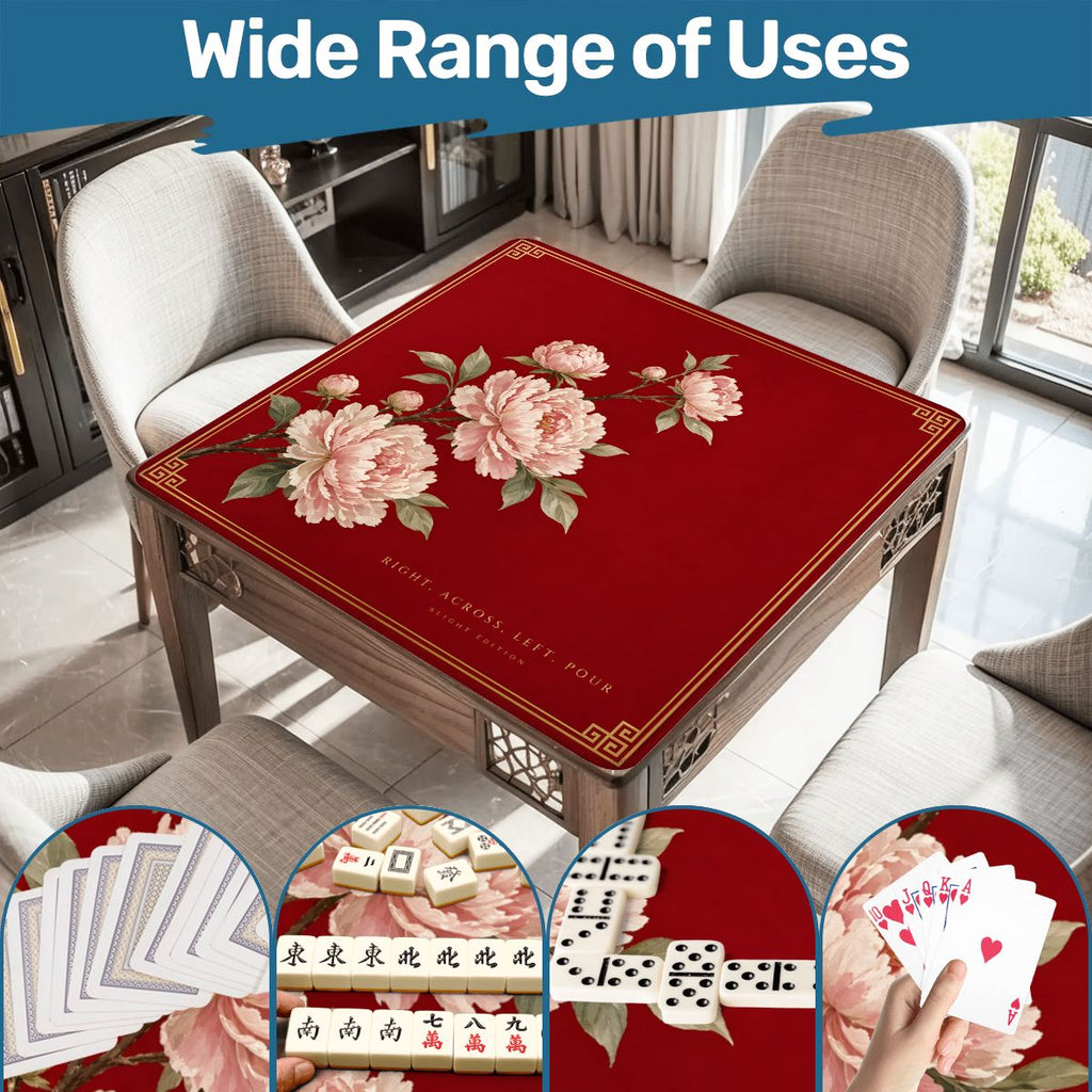 Lacquer Peony Mahjong Mat 33x33 – Right, Across, Left, Pour