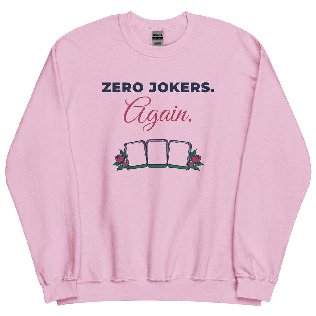 Zero Jokers. Again. Crewneck in Light Pink, flat lay