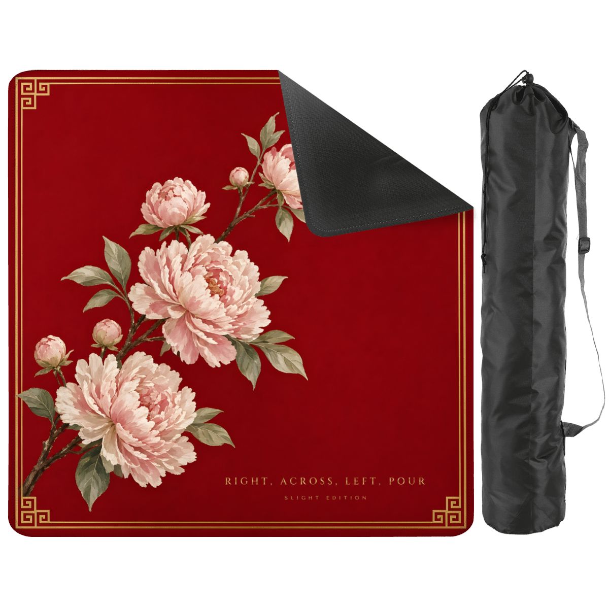 Lacquer Peony Mahjong Mat 33x33 – Right, Across, Left, Pour
