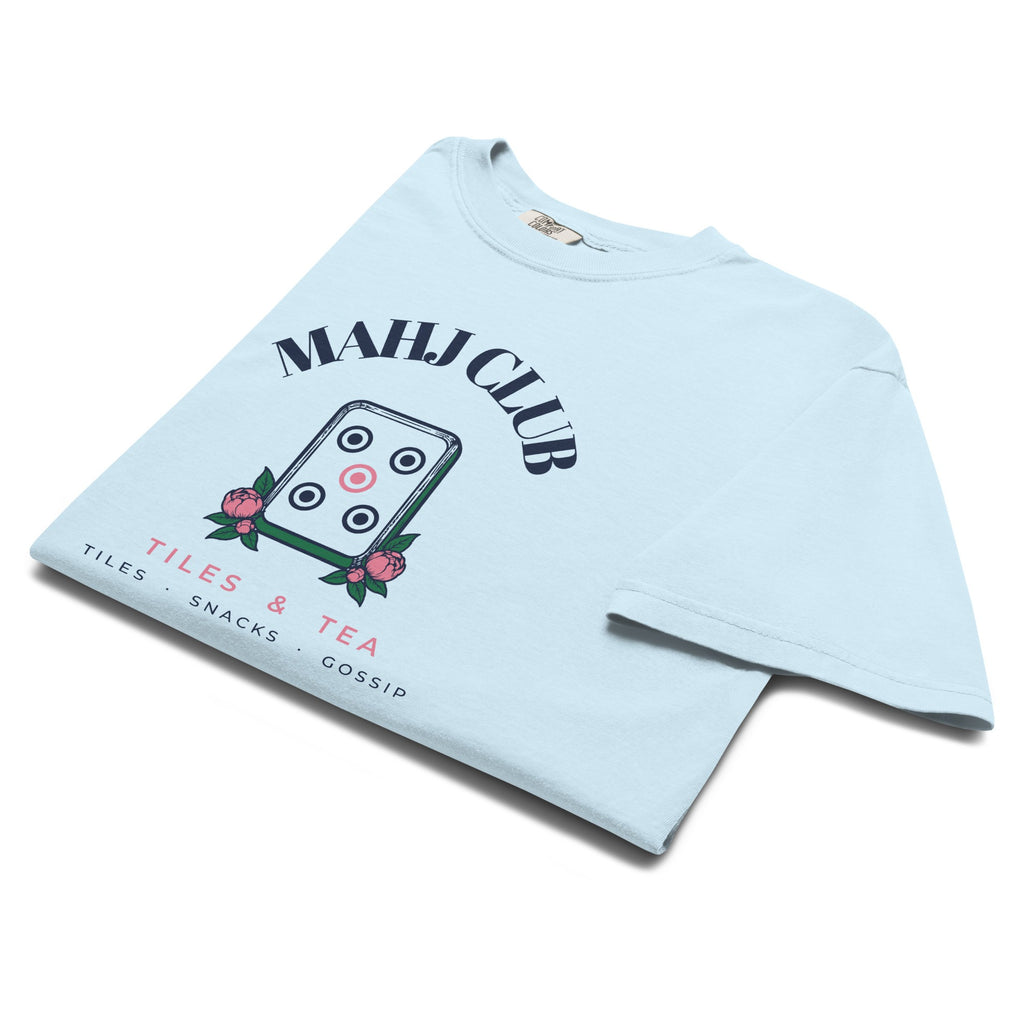 Mahj Club Tee in Chambray, folded