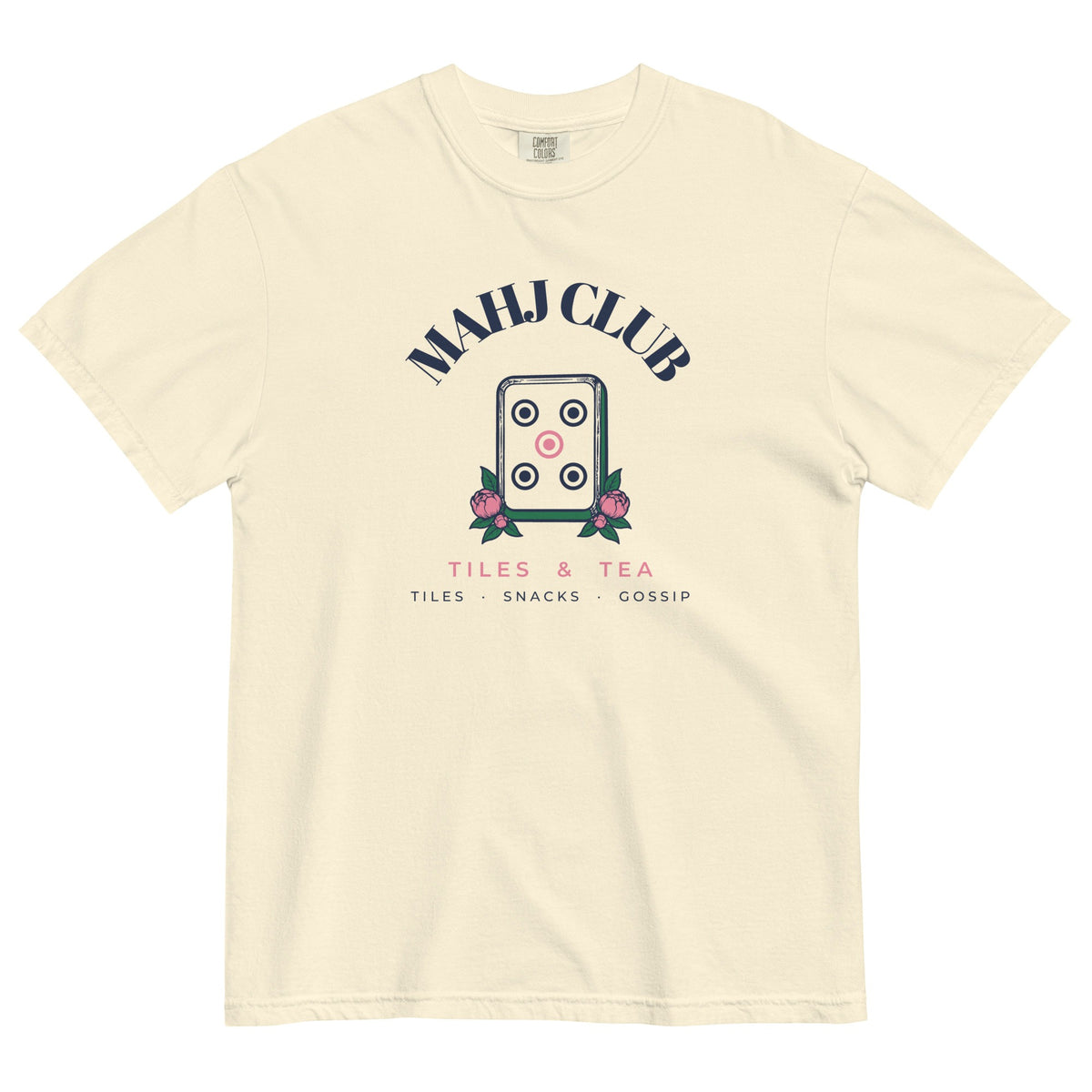 Mahj Club Tee in Ivory, flat lay