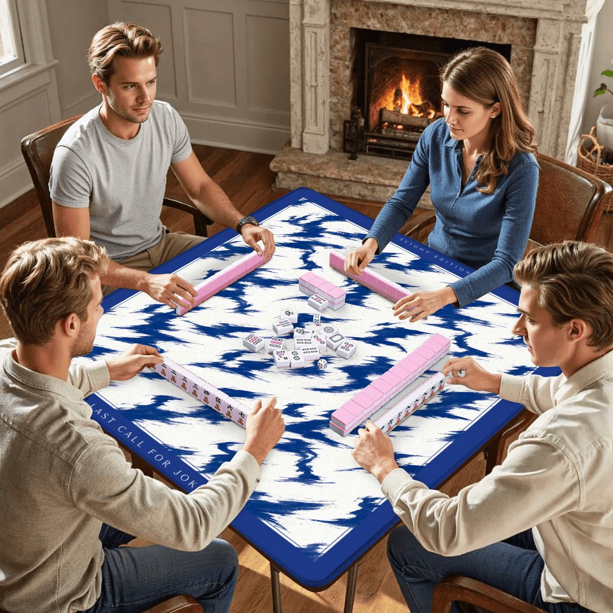 Cobalt Tigre Mahjong Mat 33x33 – Last Call for Jokers