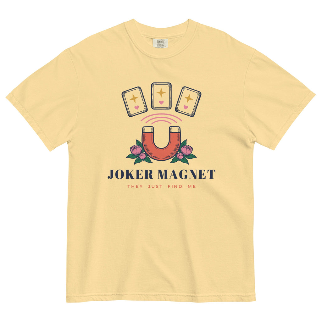Joker Magnet Tee in Butter, flat lay