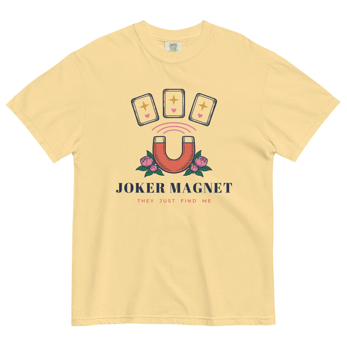 Joker Magnet Tee in Butter, flat lay