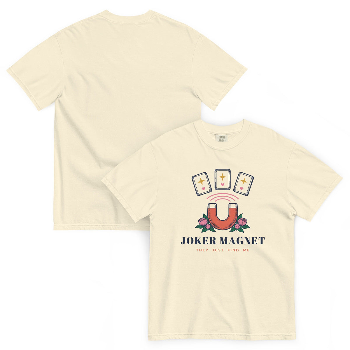 Front and back of the Joker Magnet Tee in Ivory