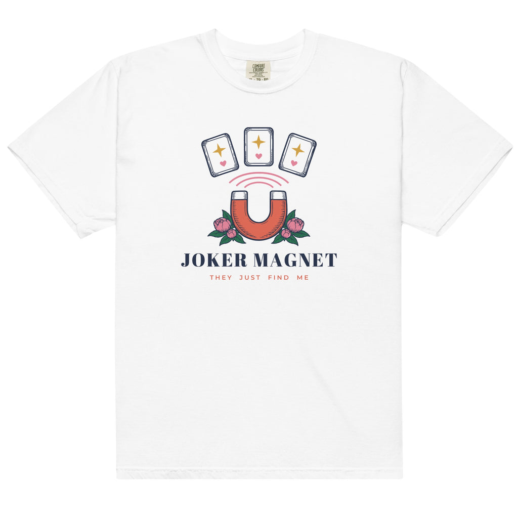 Joker Magnet Tee in White, flat lay