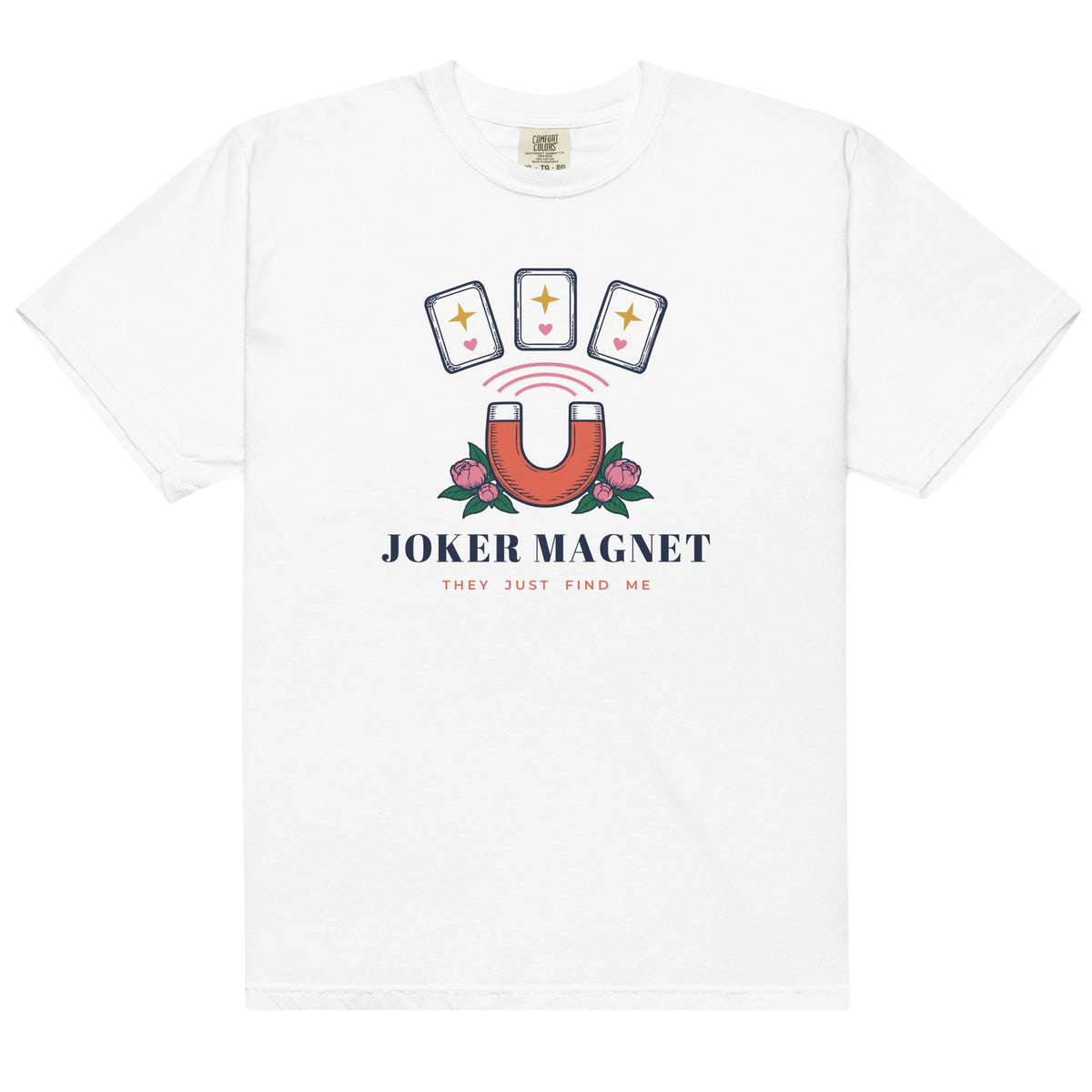 Joker Magnet Tee in White, flat lay