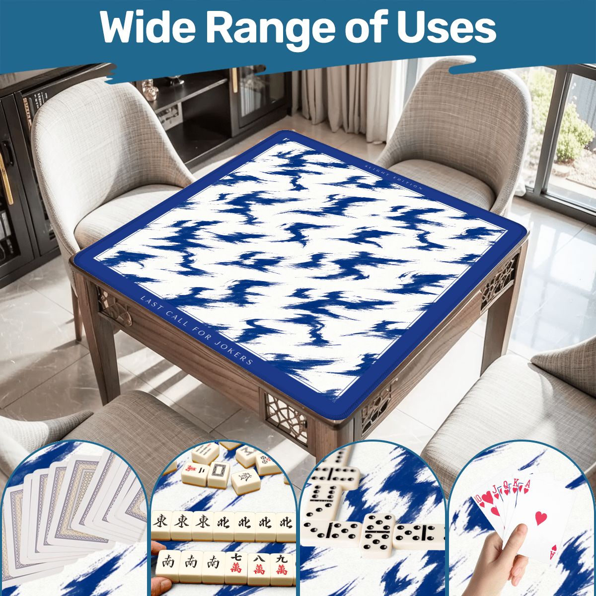 Cobalt Tigre Mahjong Mat 33x33 – Last Call for Jokers