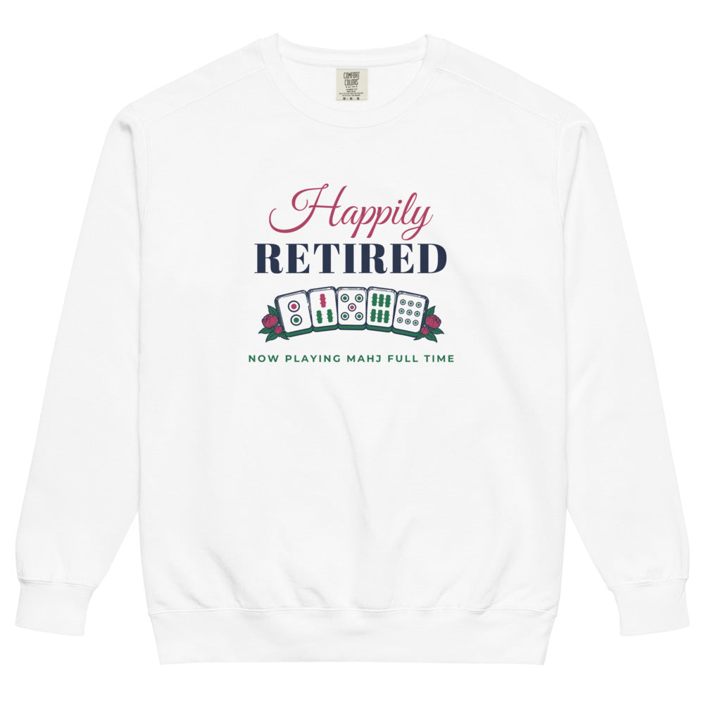 Happily Retired, now playing Mahj full time crewneck, White