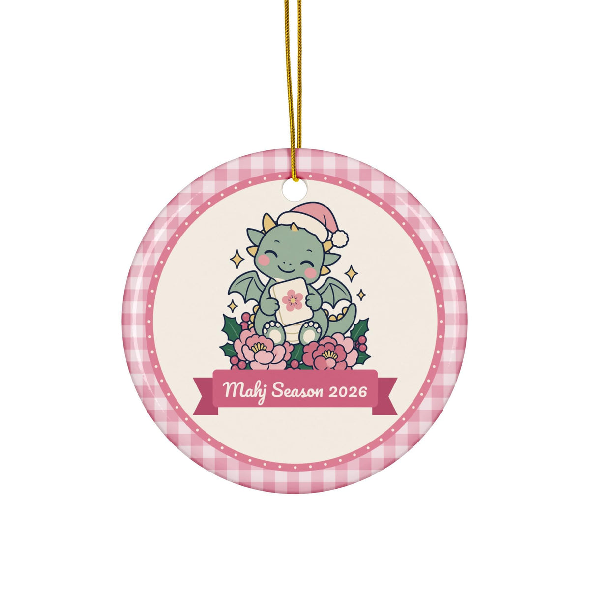 Santa Dragon Mahj Season 2026 ceramic ornament