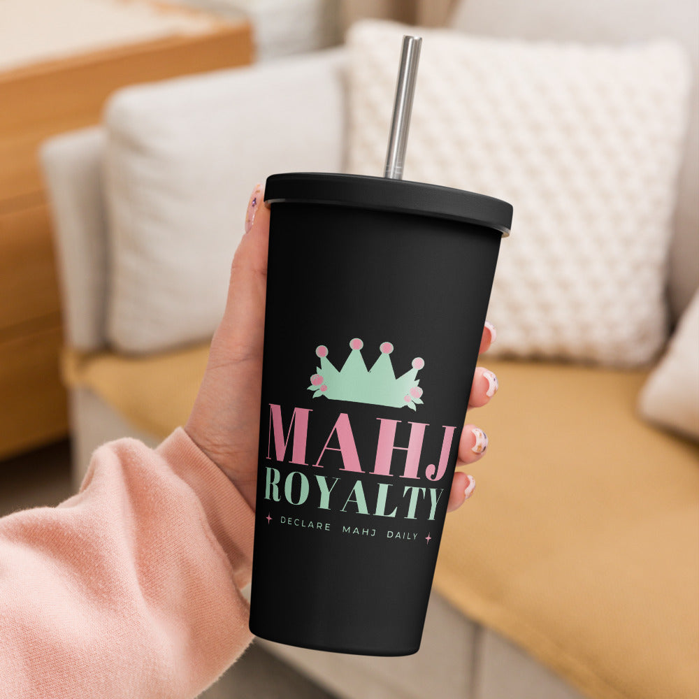 Mahj Royalty Tumbler with Straw, Black, at home