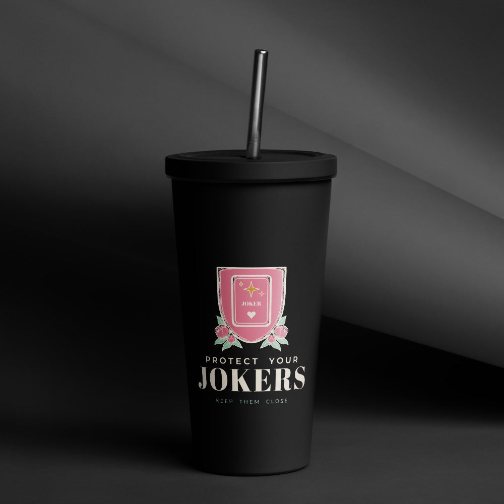 Protect Your Jokers Tumbler with Straw, Black