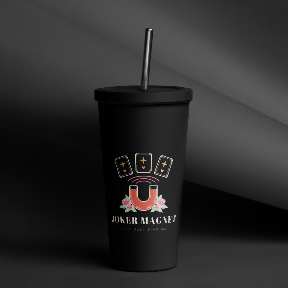 Joker Magnet Tumbler with Straw, Black