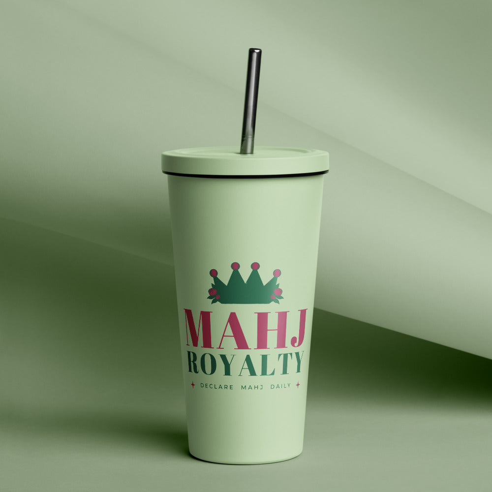 Mahj Royalty Tumbler with Straw, Mint