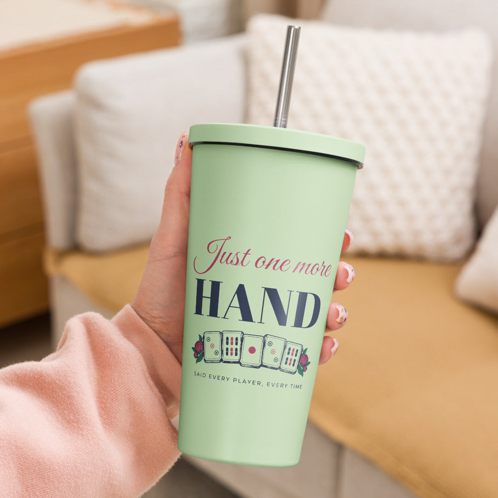 Just One More Hand Tumbler with Straw, Mint, at home