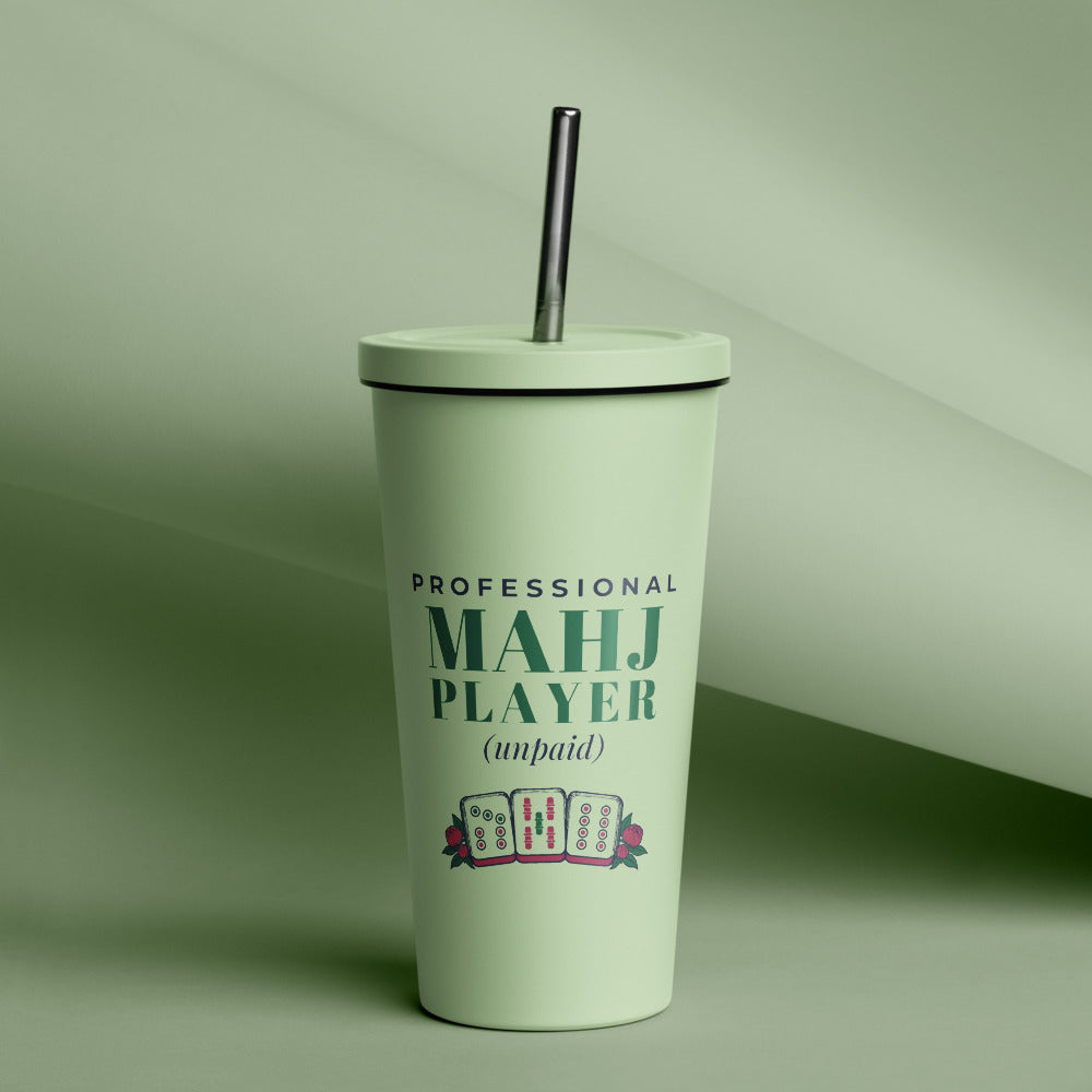 Professional Mahj Player (Unpaid) Tumbler with Straw, Mint