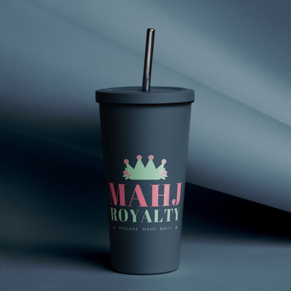 Mahj Royalty Tumbler with Straw, Navy