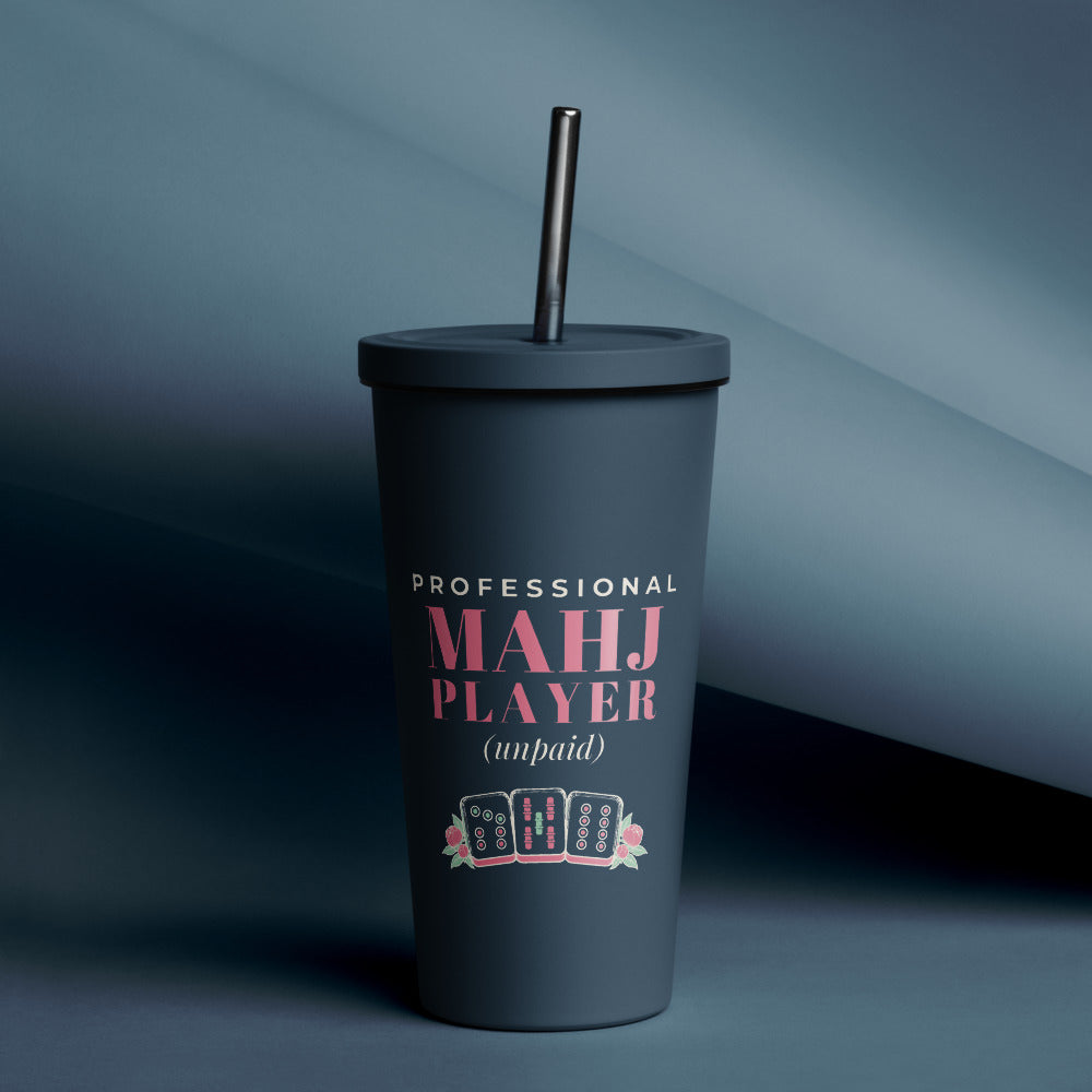 Professional Mahj Player (Unpaid) Tumbler with Straw, Navy