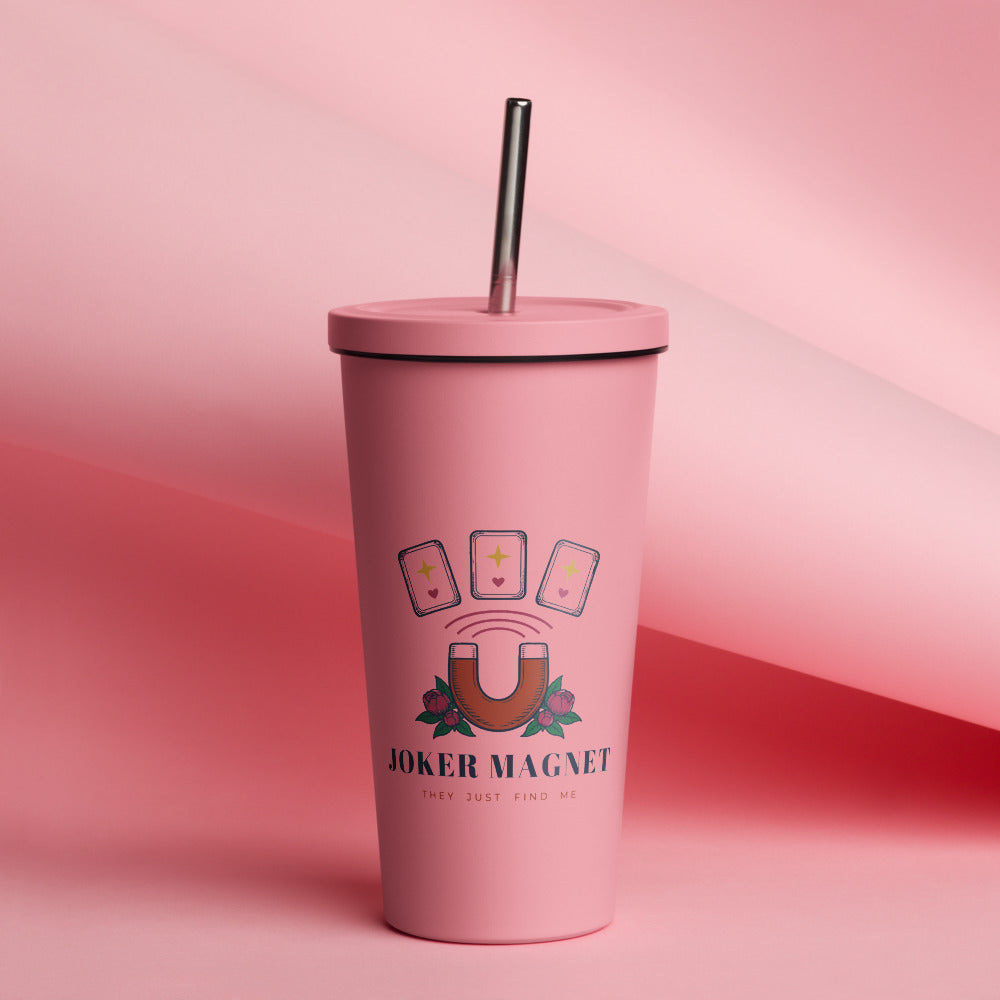 Joker Magnet Tumbler with Straw, Pink