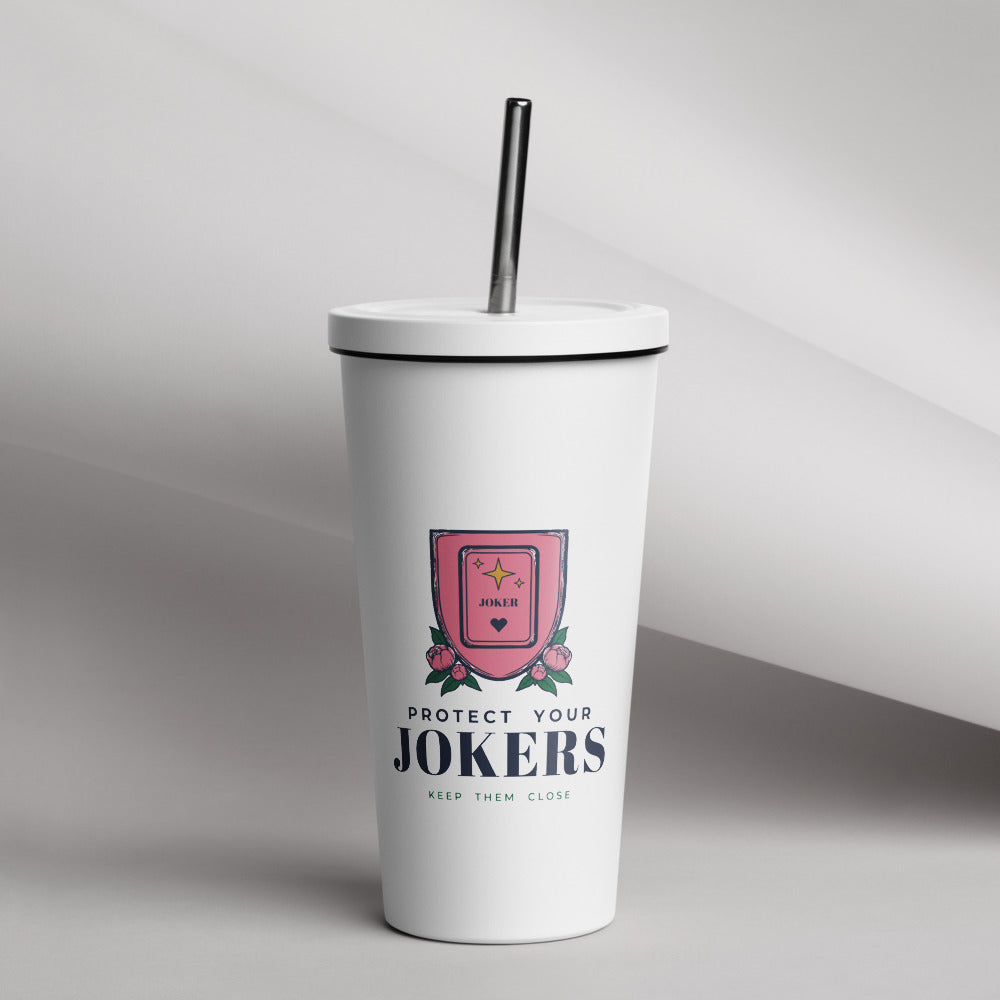 Protect Your Jokers Tumbler with Straw, White