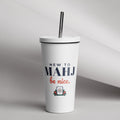 New to Mahj. Be Nice. Tumbler with Straw, White