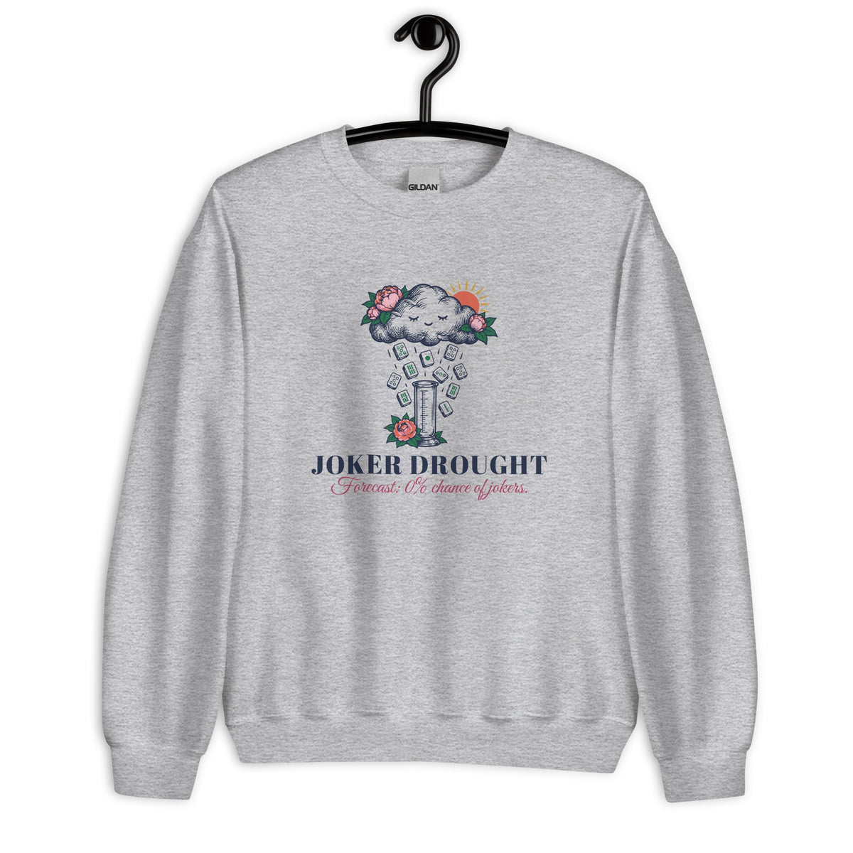 Joker Drought Forecast Crewneck in Sport Grey on a hanger
