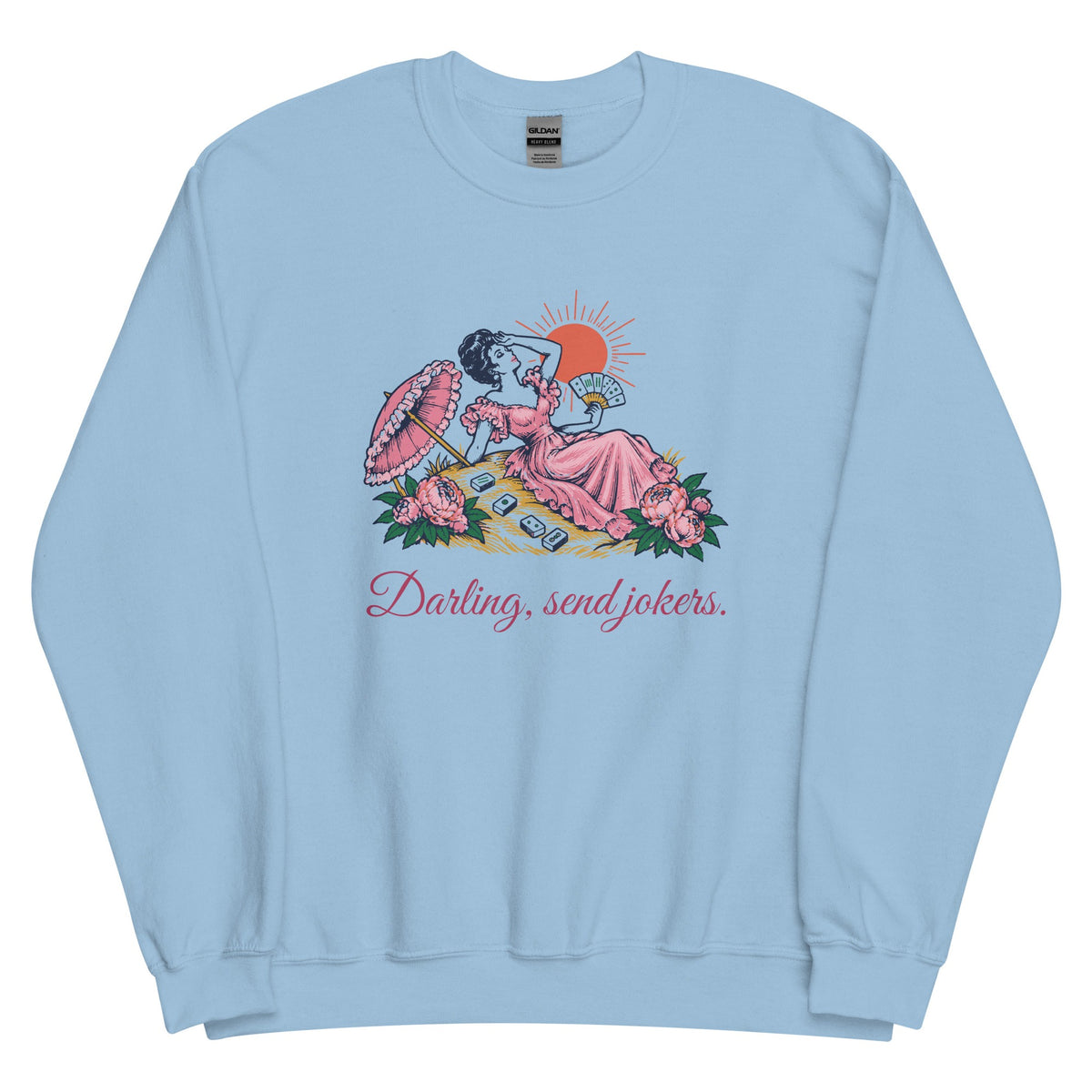 Darling, Send Jokers Crewneck in Light Blue