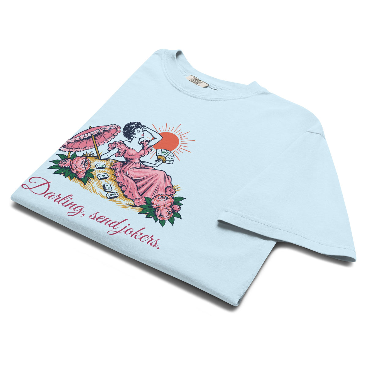 Darling, Send Jokers Tee in Chambray, folded