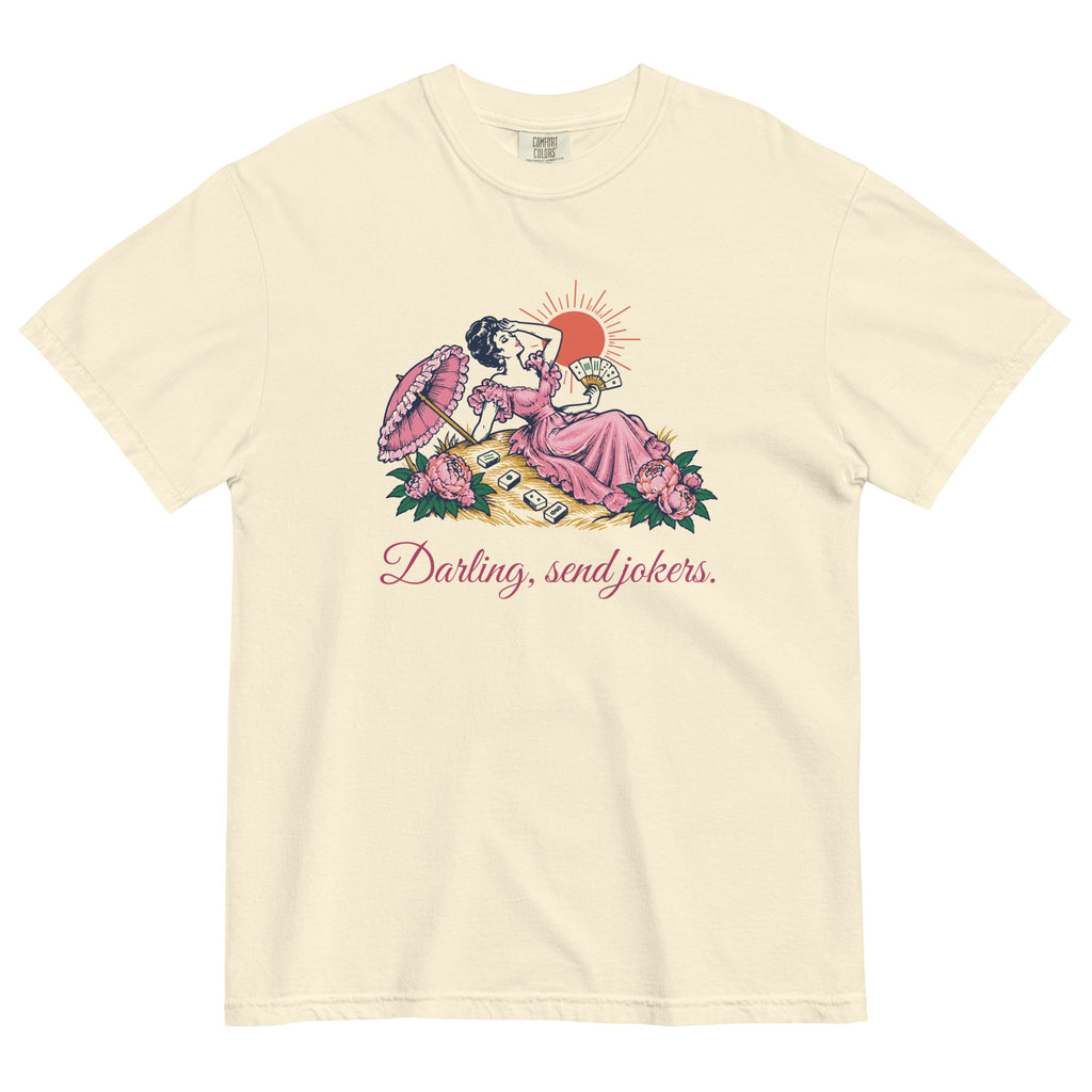 Darling, Send Jokers Tee in Ivory, flat lay