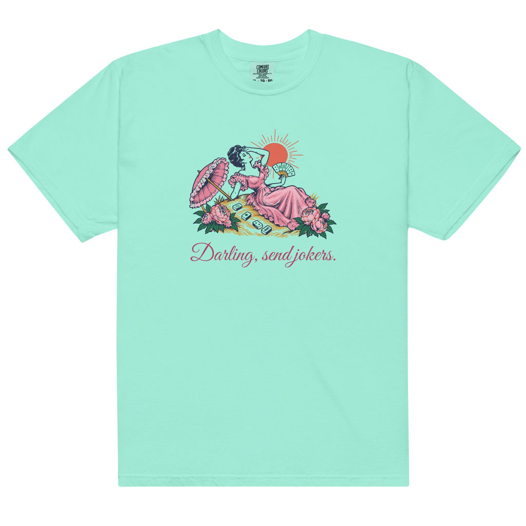 Darling, Send Jokers Tee in Chalky Mint, flat lay