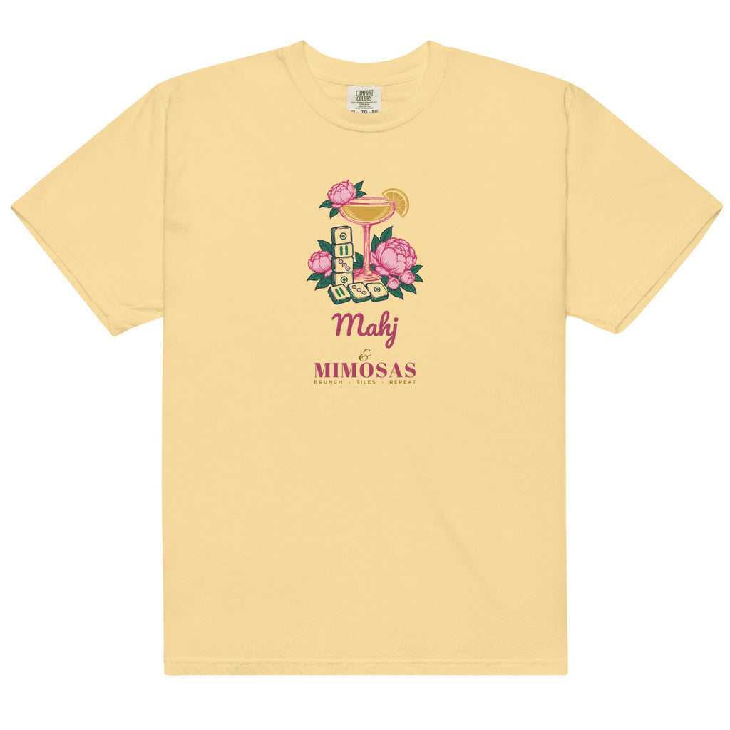 Mahj & Mimosas Tee in Butter, flat lay