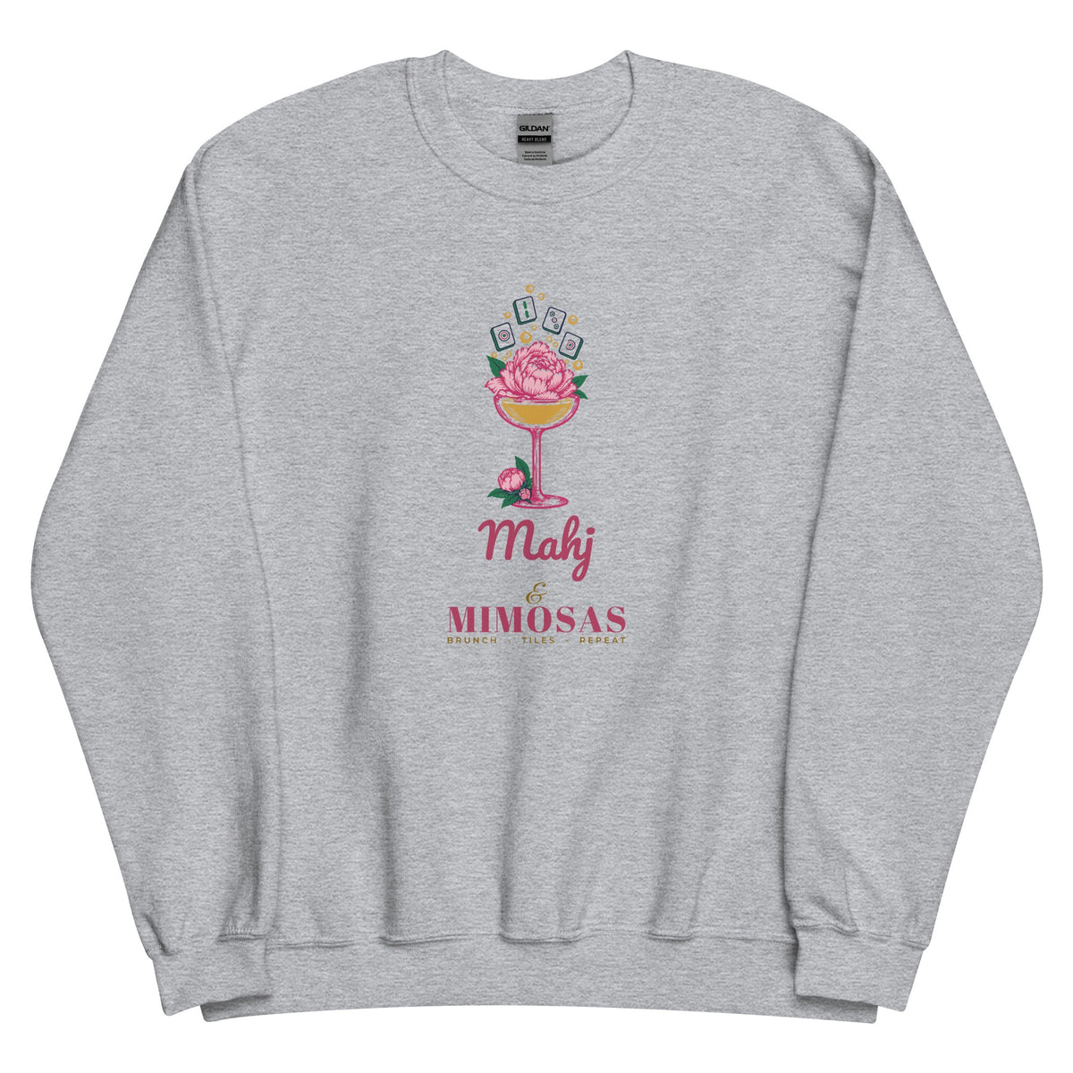 Mahj & Mimosas Crewneck in Sport Grey
