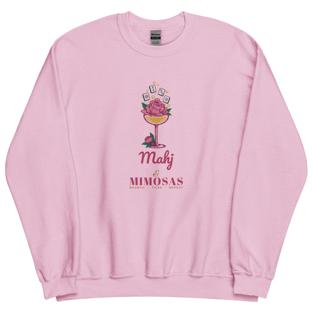 Mahj & Mimosas Crewneck in Light Pink, flat lay