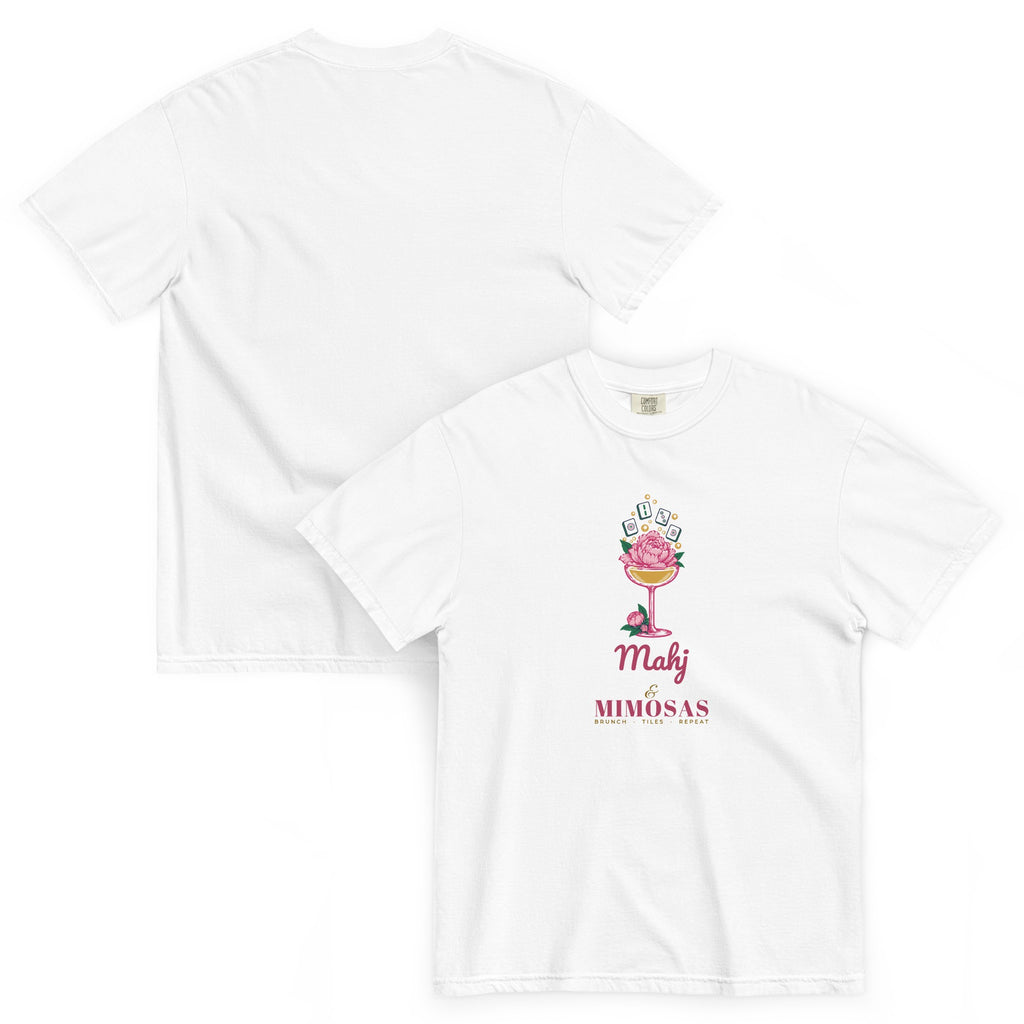 Front and back of the Mahj & Mimosas Tee in White