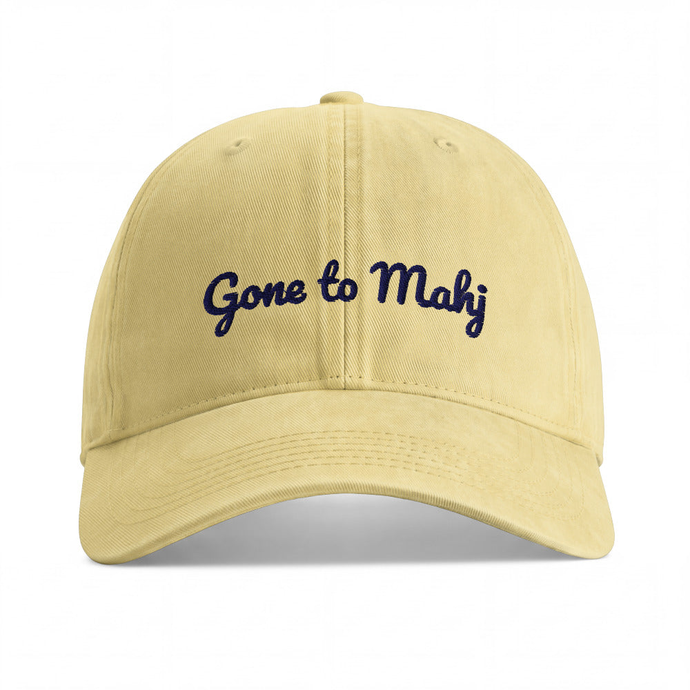 Gone to Mahj embroidered cap, Butter