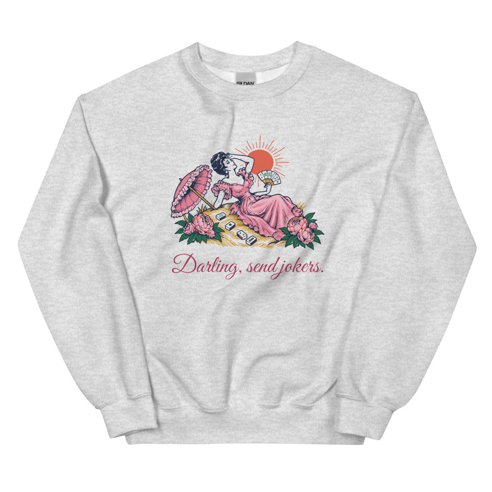Darling, send jokers swooning lady crewneck, Ash