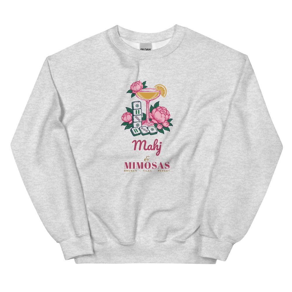 Mahj & Mimosas coupe and tile stack crewneck, Ash