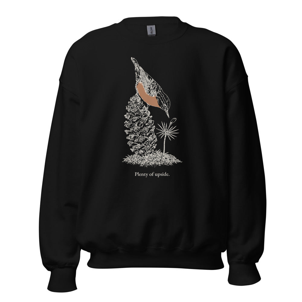 Plenty of upside nuthatch crewneck, tall front, Black