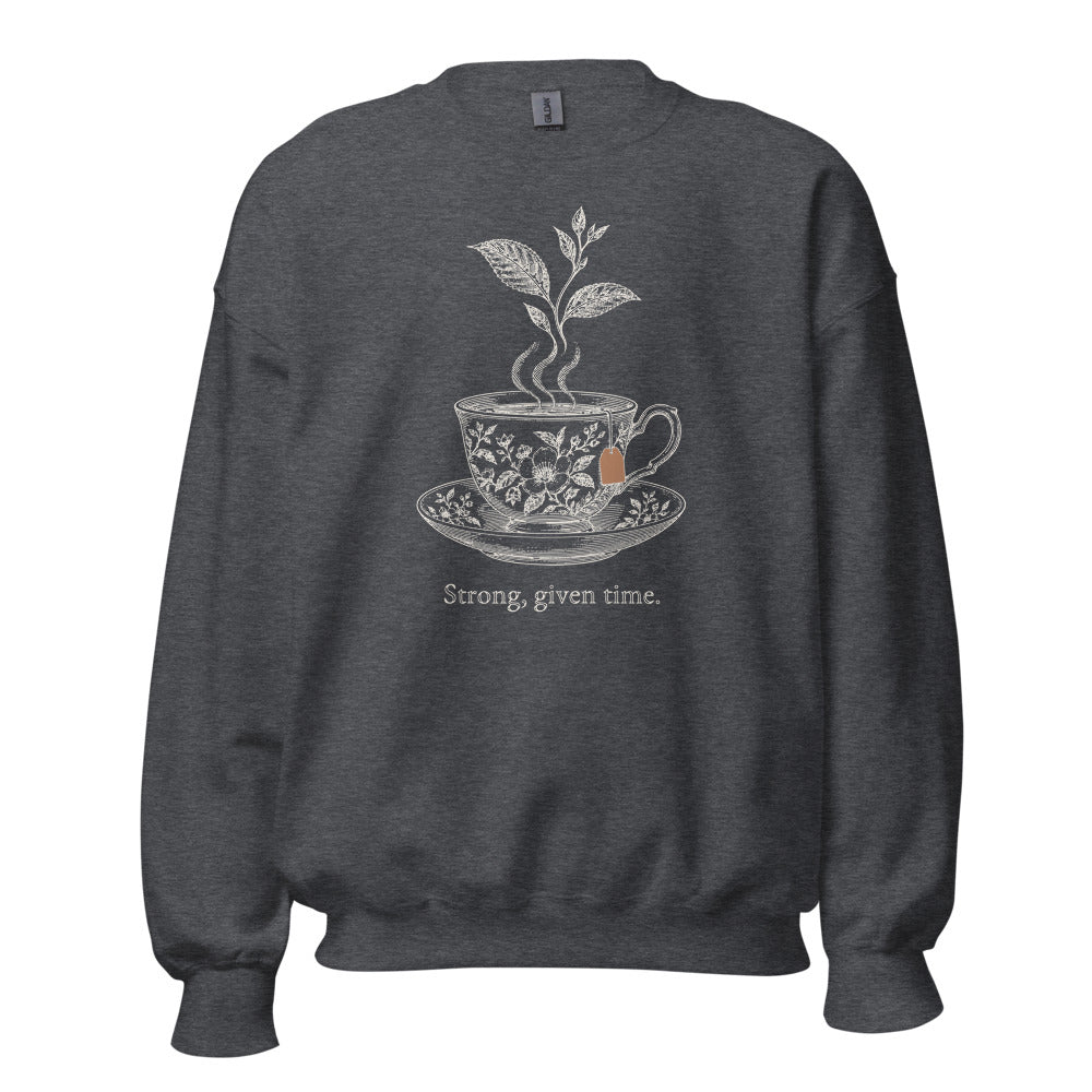 Strong, given time crewneck, Dark Heather