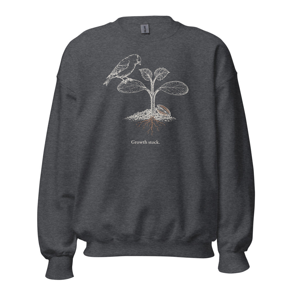 Growth stock goldfinch crewneck, Dark Heather