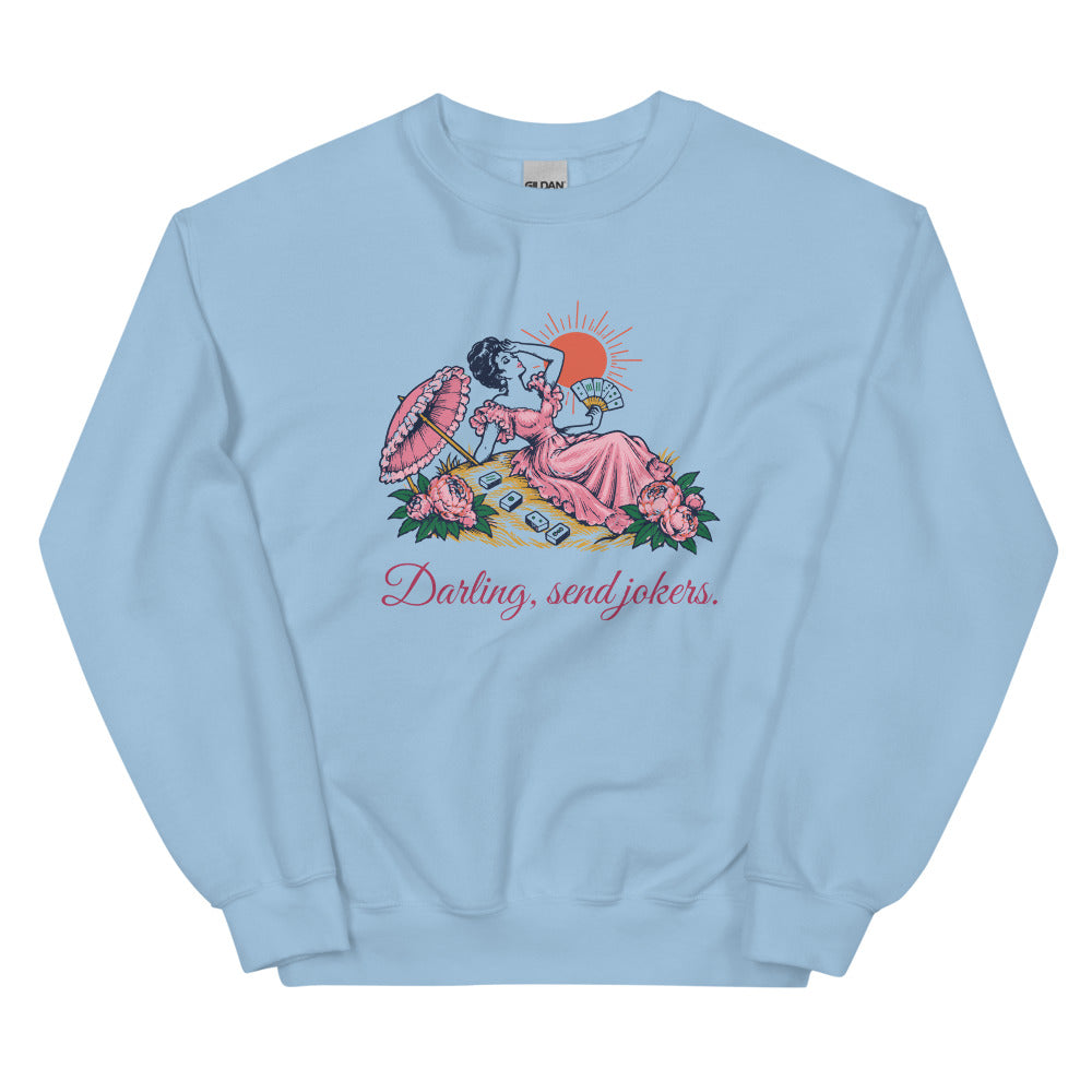 Darling, send jokers swooning lady crewneck, Light Blue