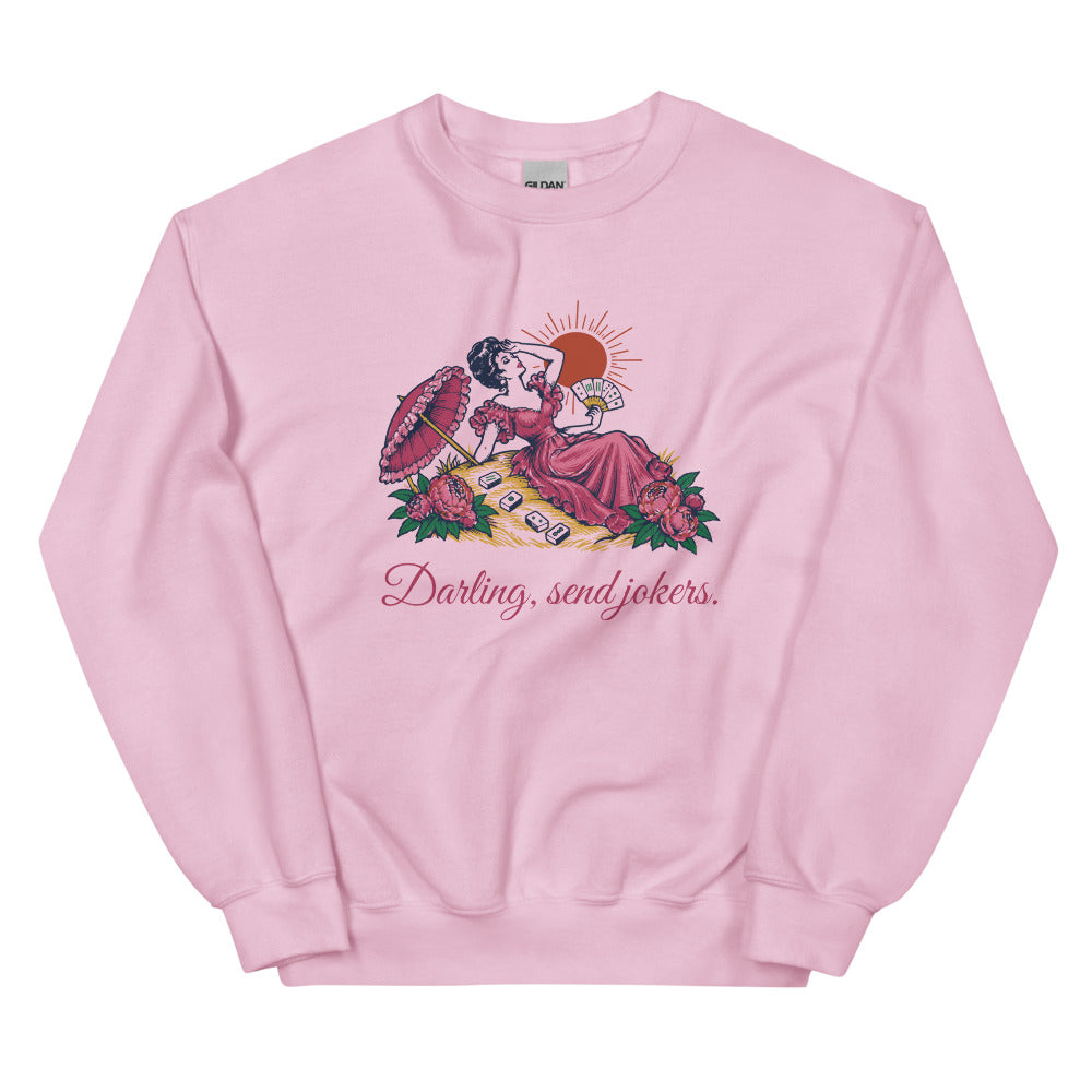 Darling, send jokers swooning lady crewneck, Light Pink