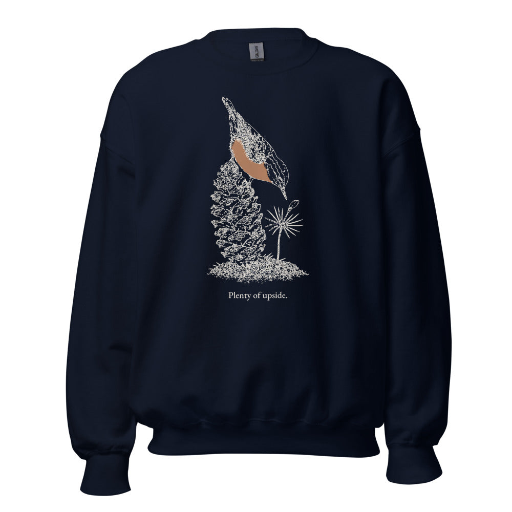 Plenty of upside nuthatch crewneck, tall front, Navy
