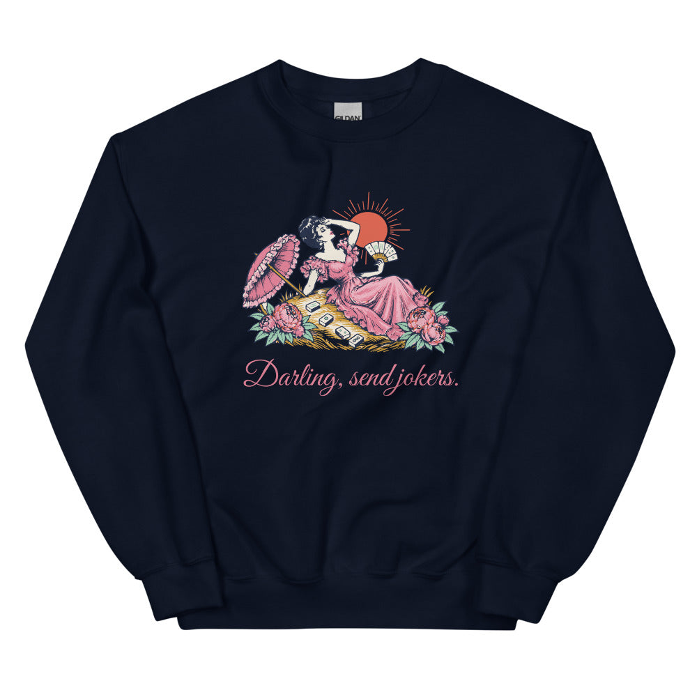 Darling, send jokers swooning lady crewneck, Navy