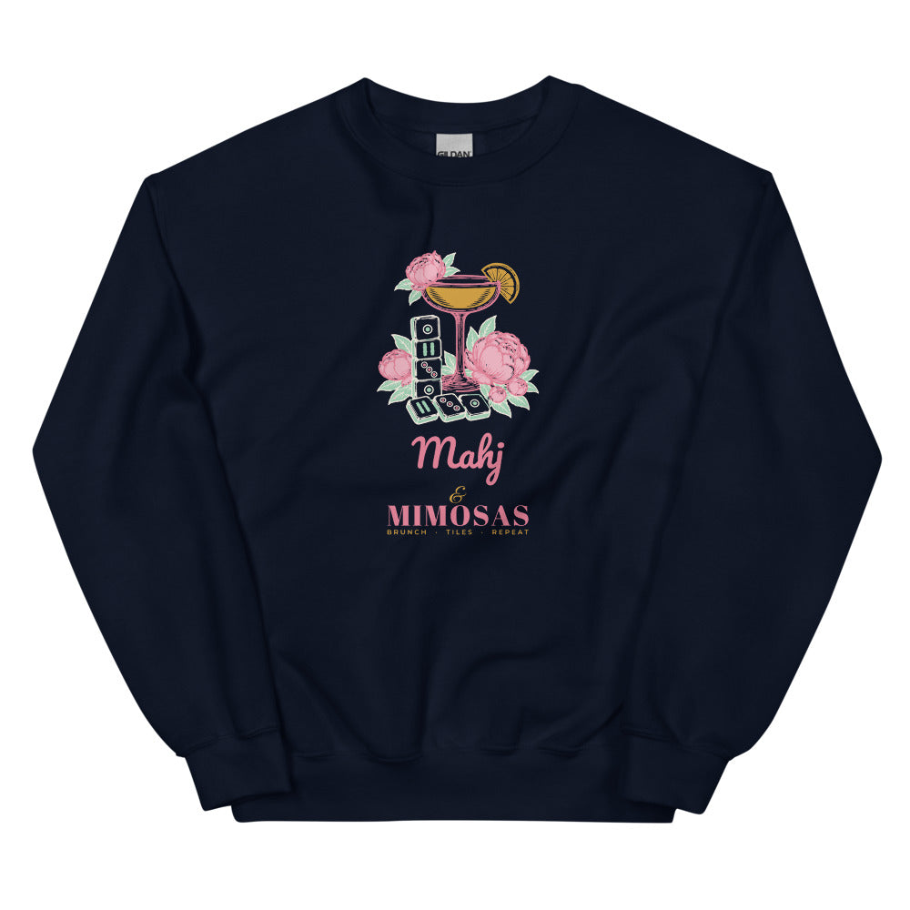 Mahj & Mimosas coupe and tile stack crewneck, Navy