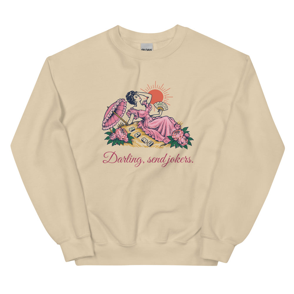 Darling, send jokers swooning lady crewneck, Sand