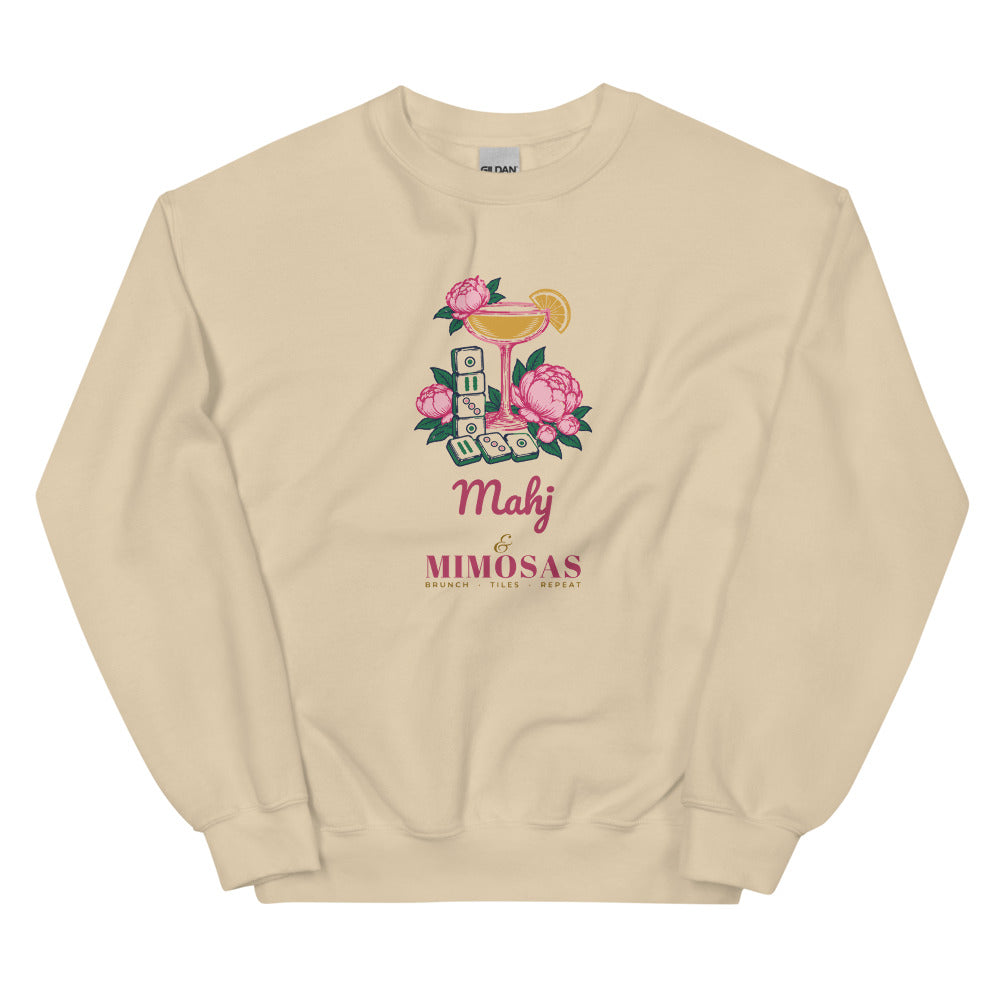 Mahj & Mimosas coupe and tile stack crewneck, Sand