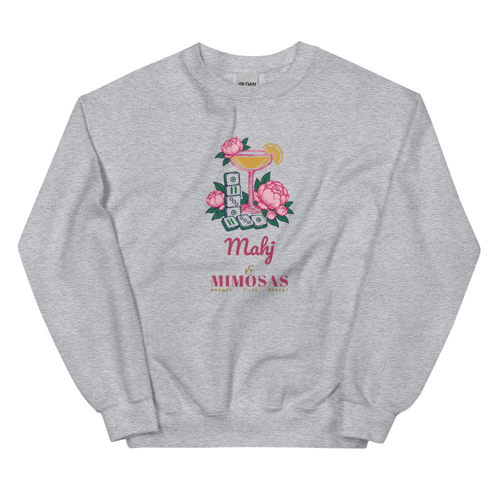 Mahj & Mimosas coupe and tile stack crewneck, Sport Grey