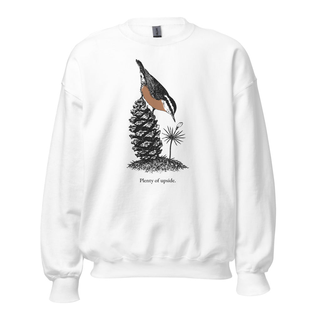 Plenty of upside nuthatch crewneck, tall front, White
