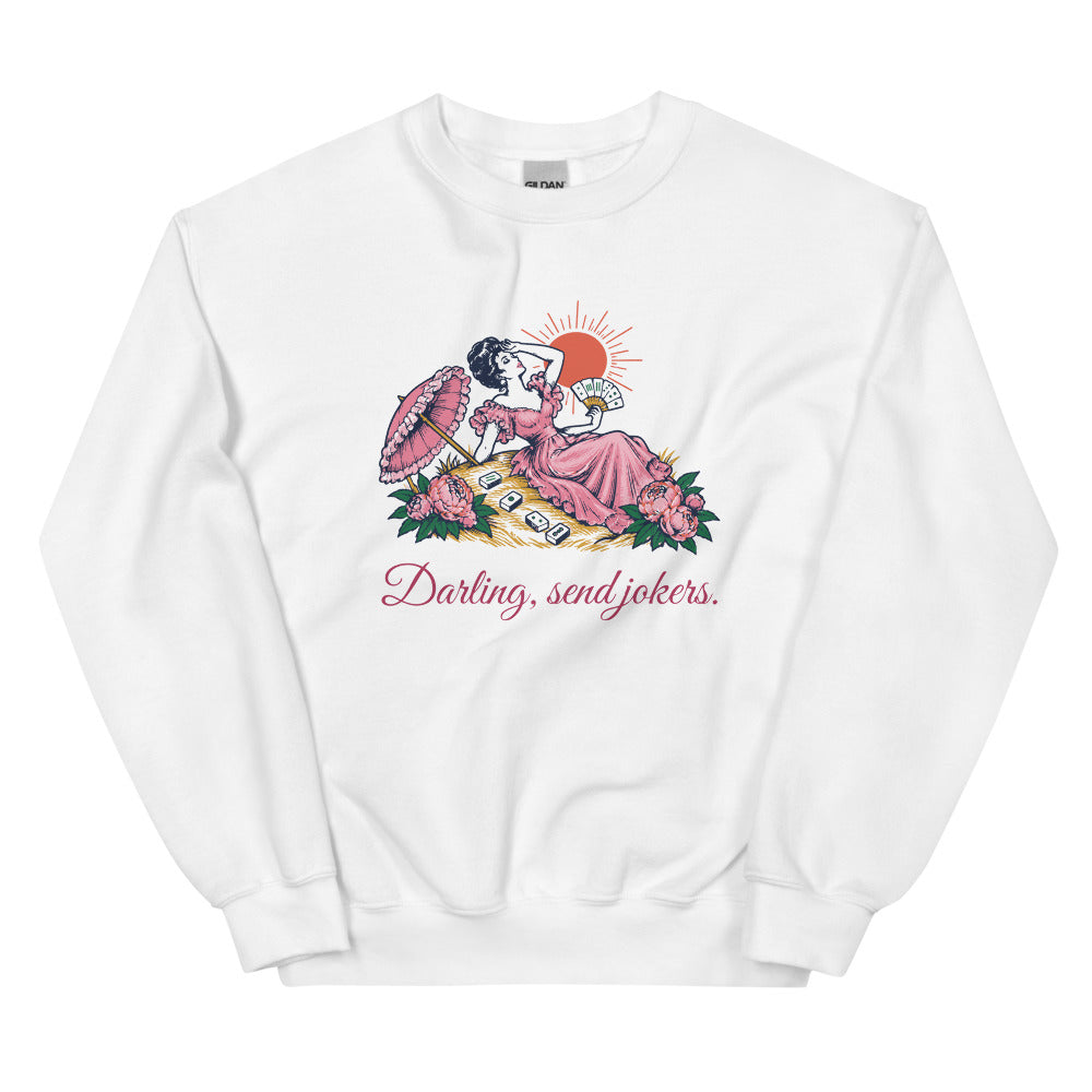 Darling, send jokers swooning lady crewneck, White